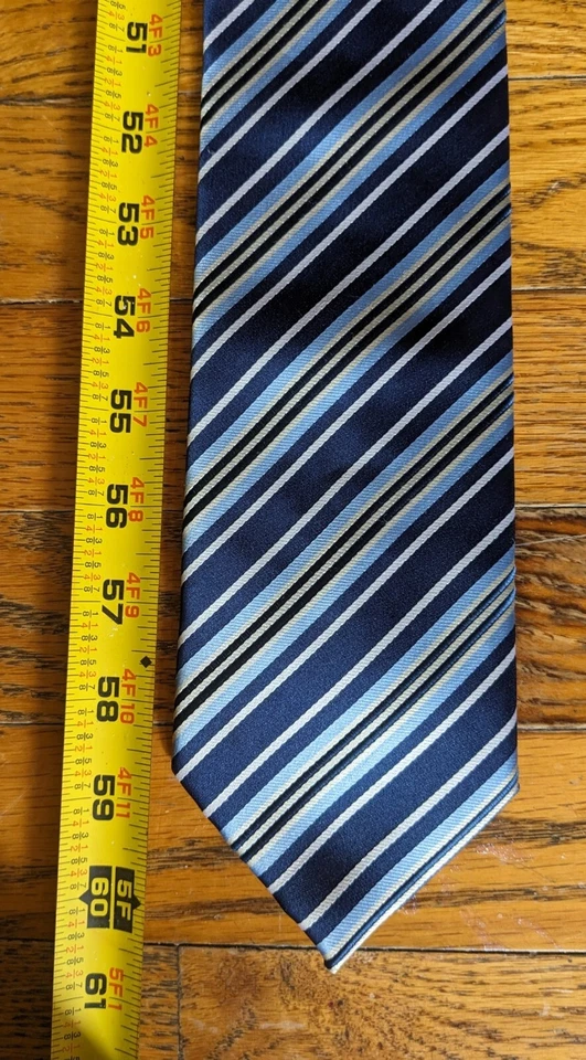 Firenze Mens 100% Silk Woven Designer Neck Tie Blue Diagonal Stripe  - Image 4 of 4