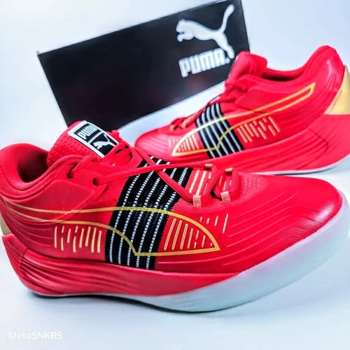 Puma US 11.5 Men's Red Black Gold Basketball Light - Fusion Nitro 195587 04 -NIB