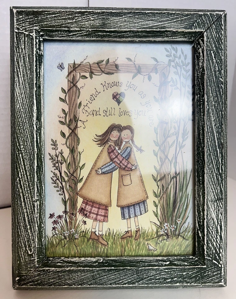 5x7 Green Painted Wood Vintage White Speckled L Spivey Friend Art Picture Frame - image 1 of 4