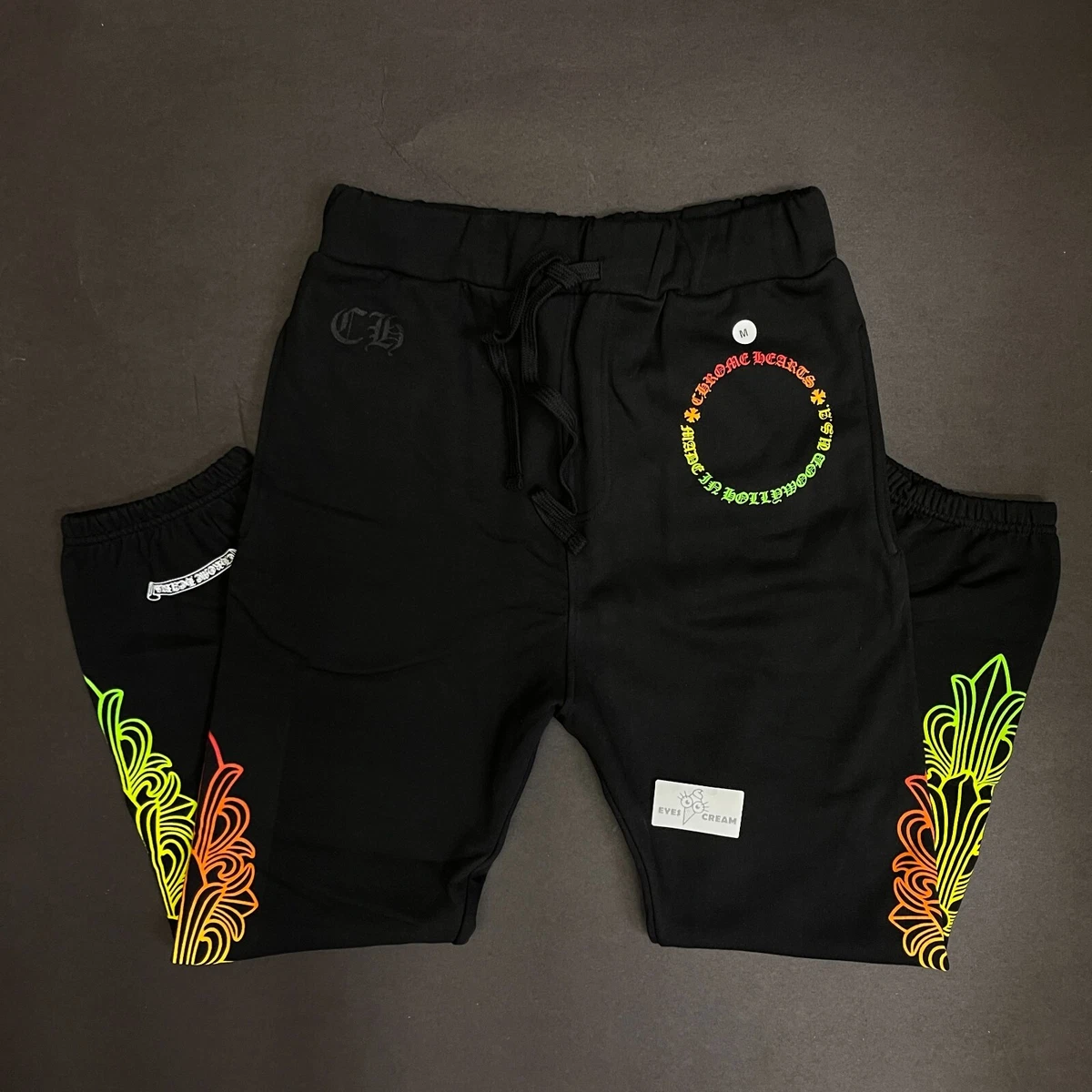 New Chrome Hearts Gradient multi Color logo black Sweatpants M 30