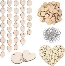 200 Pieces in Total, Christmas Wooden Ornaments Wooden Heart Tags with Holes and
