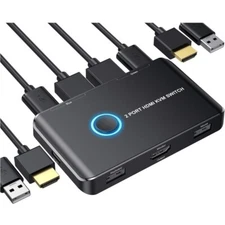 Switch HDMI 2 Port Box,USB and HDMI Switch for 2 Computers Share Keyboard