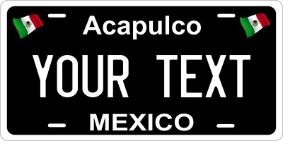 Acapulco Black Mexico License Plate Personalized Car Bike Motorcycle