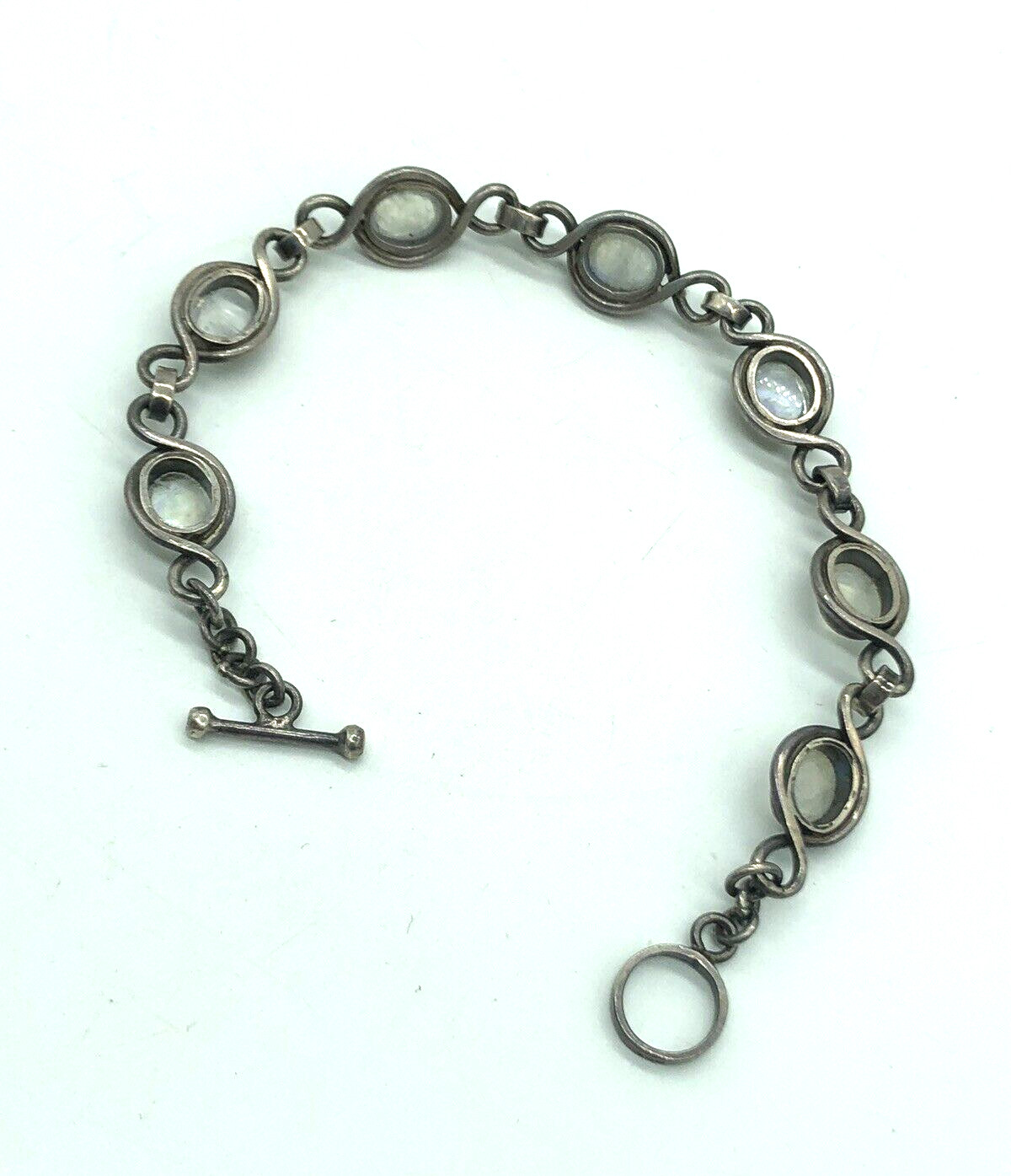 Rainbow Moonstone Sterling Silver Toggle Bracelet… - image 8