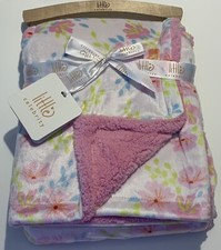 NEW Baby Infant Girl Soft Fleece Throw Blanket in Reversible Pink Sherpa Floral