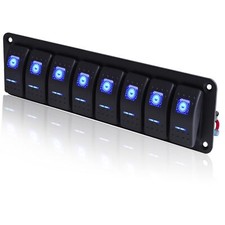 8 Gang LED Rocker Switch Panel Waterproof 12V/24V Pre-Wired Marine Switch Panel