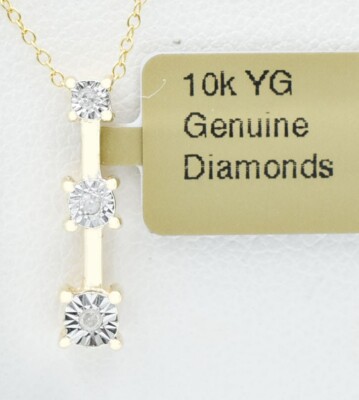 ECHTER 3 DIAMANTEN ANHÄNGER 10K GELBGOLD - MADE IN USA - NEU MIT ETIKETT