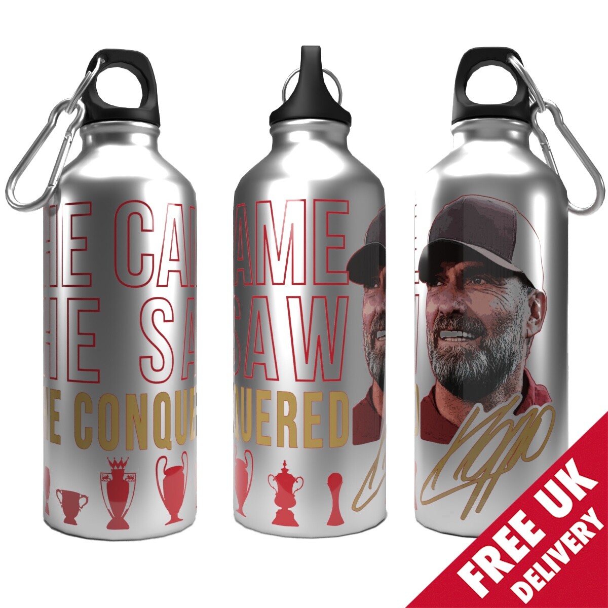 Liverpool Bottle Klopp He Came! He Saw! He Conquered! - 600ml Aluminium 2-Lids