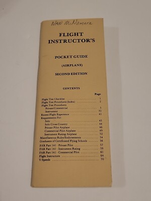 Flight Instructor s Pocket Guide Pilot 2nd Edition 1977 USA By Samuel West