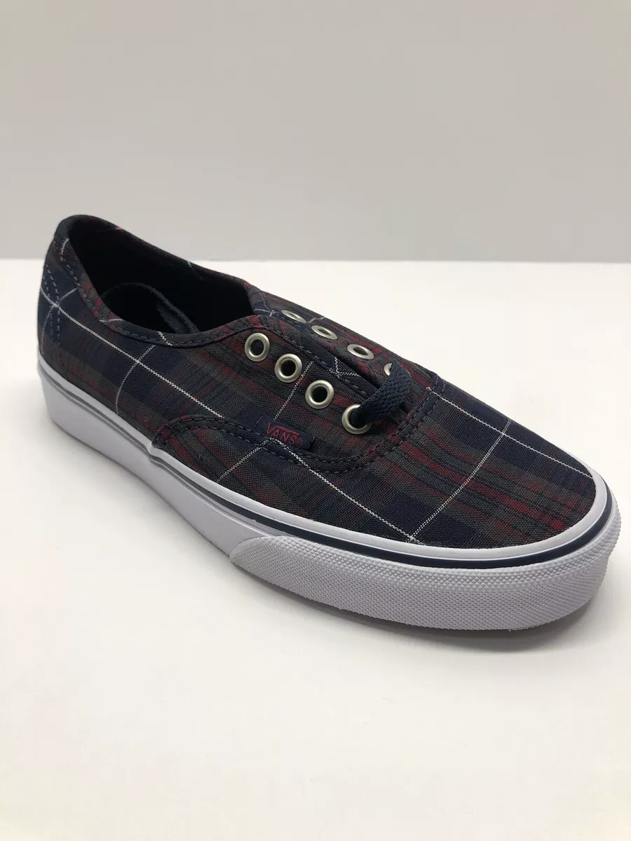 Vans Dress Blue Red Plaid Sneakers Shoes Men s 3.5 Women s 5