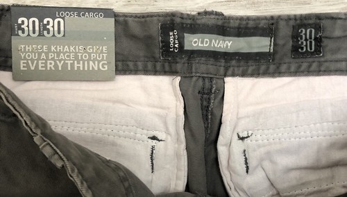 Old Navy Loose Cargo Pants Men’s 30x30 Olive Khaki Utility Hiking Gorp NEW - Picture 4 of 9