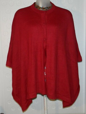 CeBe Knitted Open-Front Poncho O/S Red Alpaca Blend