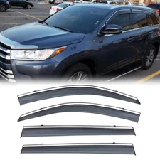 For 2014-2019 Toyota Highlander Window Visor Rain Wind Deflectors Chrome Trim