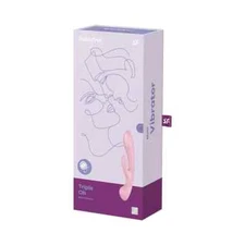 Satisfyer Triple Oh Wand and Rabbit Vibrator - Vibrating Dildo and Massager Pink