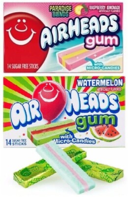 2x Air Heads Gum With Micro-Candies 1xParadise Blend & 1x Watermelon Flavor GUM