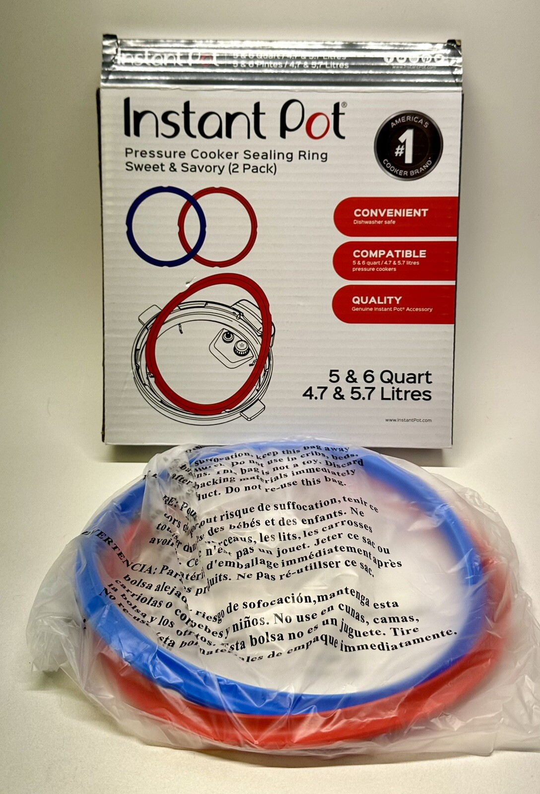 2 pack Sealing Ring For Instant Pot Pressure Cooker 5 & 6 Quart-NIB-Ships FREE