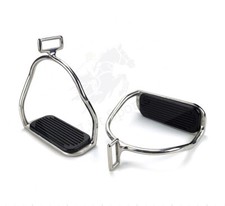 HORSE DOUBLE BEND SAFETY POLISH STIRRUPS 4.75    RIDING BENDY IRON STEEL