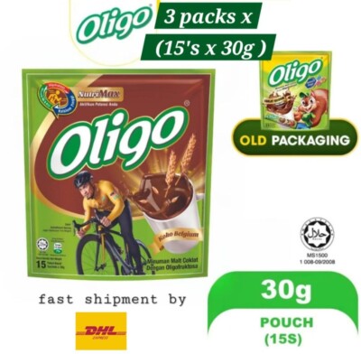 Oligo Chocolate Malt Drink Hi-Calcium 4 packs (15's x30g) -shipment by DHL Exp