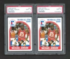 1989-90 Hoops All-Star MICHAEL JORDAN LOT OF 2 Basketball Cards #21 PSA 9 MINT