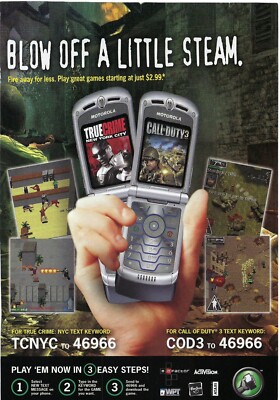 2007 Hands On Mobile Call of Duty 3 & True Crime City Retro Print Ad/Poster