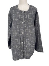 Vintage Fern Bratten Gray Geometric Art to Wear Jacket 1X Plus Lagenlook