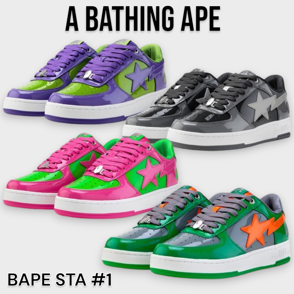 BAPE A Bathing Ape BAPE STA #1 1L30191303 GRAY GREEN PINK PURPLE 