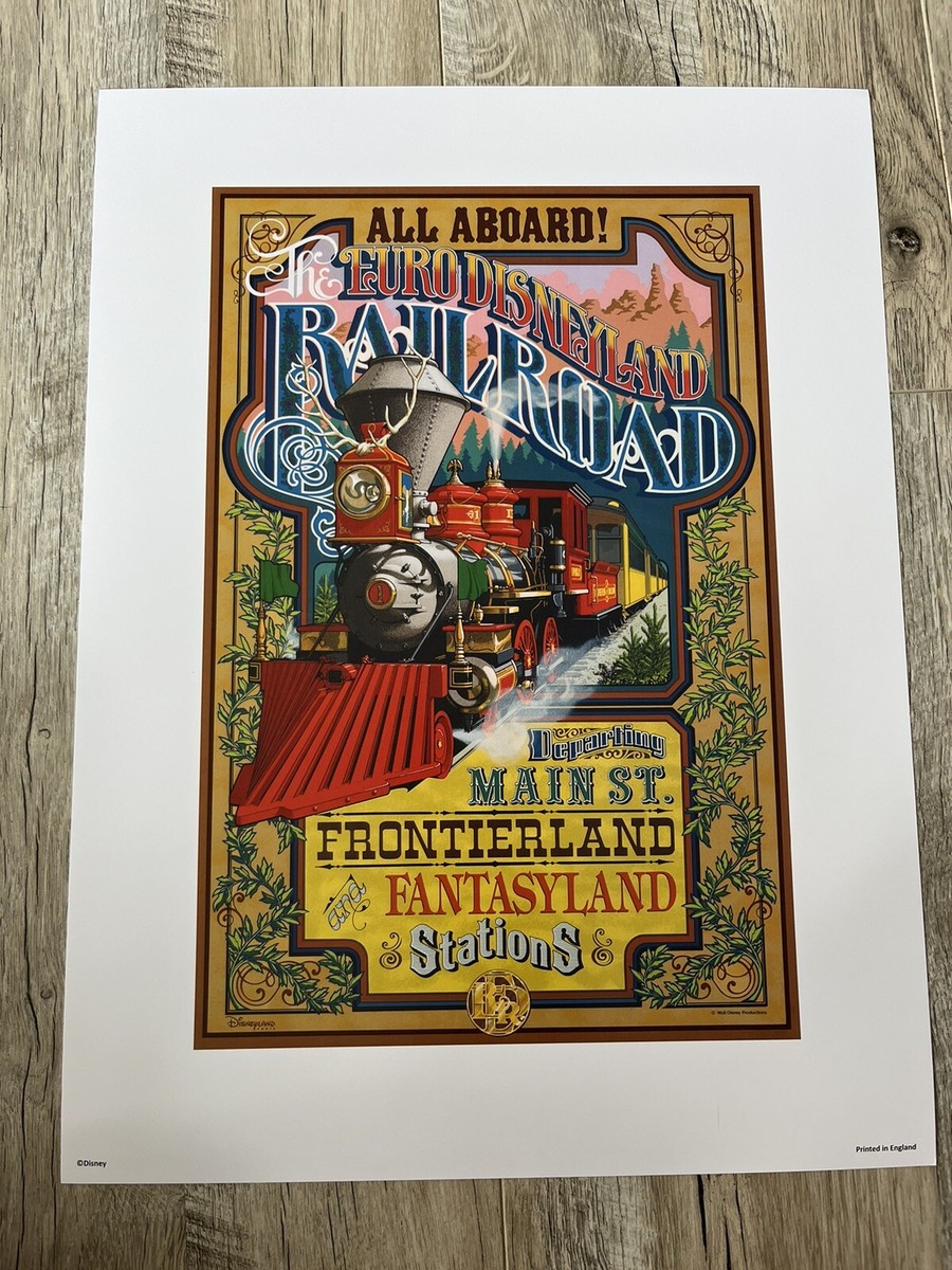 Euro Disneyland Paris Railroad Poster Authentic Disney