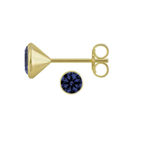 ECHT GOLD *** 1 Paar Ohrstecker synth. Saphir blau dunkelblau, 4/5 mm Ø - Bild 5 von 5