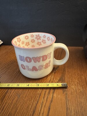 Sheffield Home Pink Flowers Howdy Class! Ceramic Double Side Printed Mug Cup