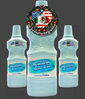 3 x ZOTE Blue Liquido 1 Lt each Large Bottles Jabon  ZOTE Liquid Laundry Soap