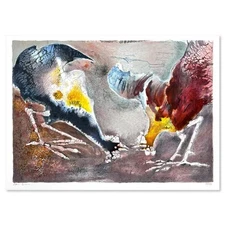Edwin Salomon (1935-2014), "Two Roosters" Limited Edition Serigraph, Hand Signed