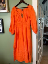 NWT J.Crew V-Veck Midi Dress Soft Gauze Fire Lily Women's Sz M Pockets Costal