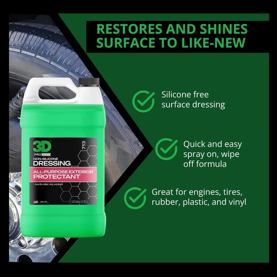 3D Non-Silicone Dressing 1 Gallon | Body Shop Safe Tire and Trim Dressing - Image 4 of 4
