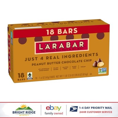 Peanut Butter Chocolate Chip Fruit and Nut Bars, Gluten Free  Snack 18 Ct