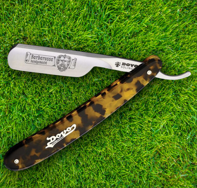 Dovo Barbarossa Folding 0.63'' Carbon Steel Razor Blade Imitation Tortoise Handle