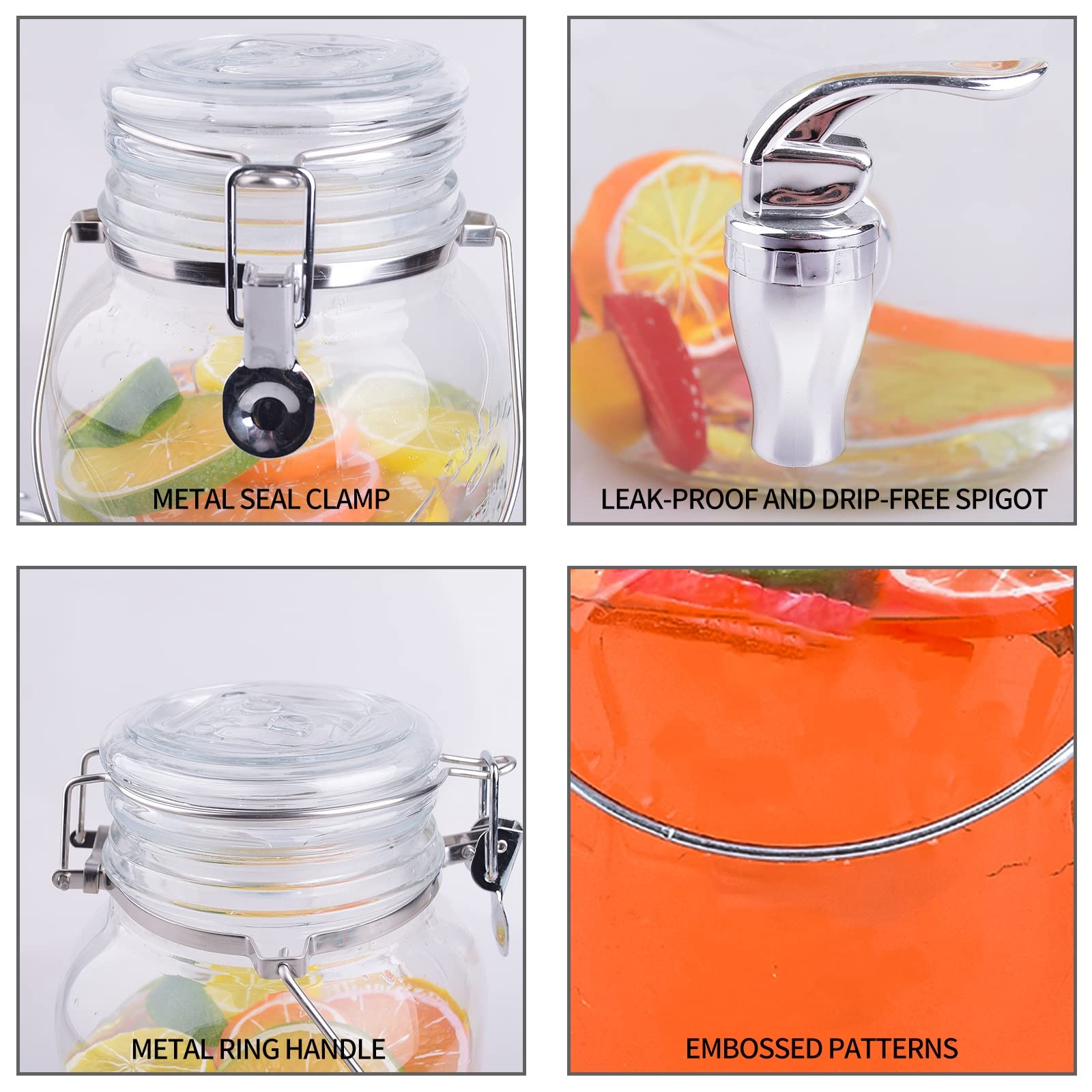 Eleganttime 1 Gallon Glass Drink Dispenser Set for Parties, Beverage & Juiceà...