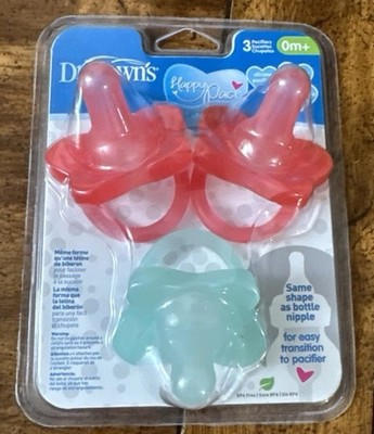 Dr. Brown s Happy Paci Silicone Pacifier Pink /Turquoise 0m+ **Package** 3pcs