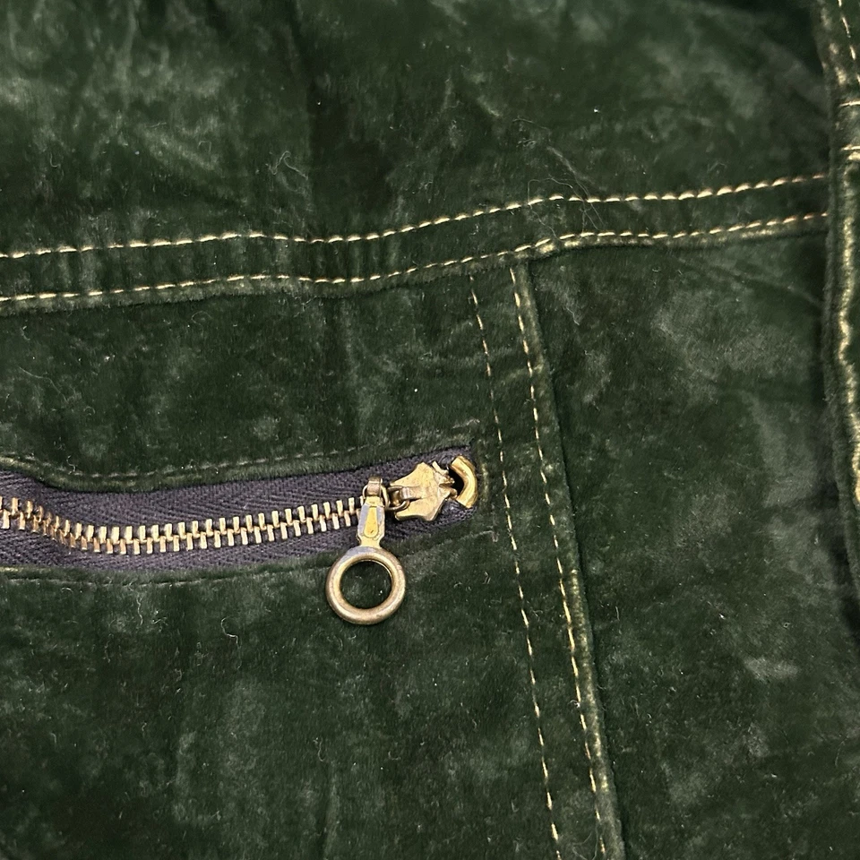 Abrigo de Colección Años 60 Ace Ropa Deportiva Verde Terciopelo Chaqueta Halcón EE. UU. Bolsillos con Cremallera Tareas Foto 3 de 4