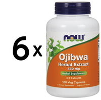 6 X Now Foods Ojibwa Herbal Extract, 450Mg - 180 Vcaps (277,76 Eur/Kg)