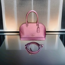COACH Metallic COACH Flieder Rosa Lila 2way Hand Bag Schultertasche Selten Neu