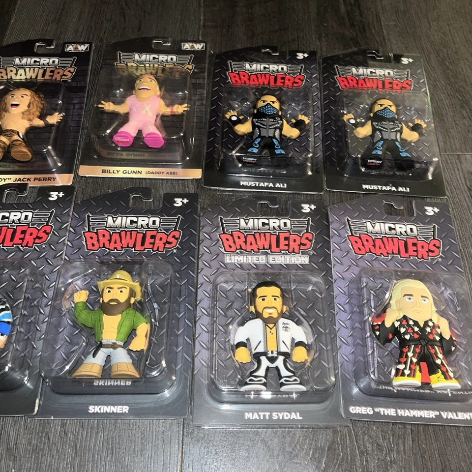 Lote de 10 Micro Brawlers de Lucha Profesional AEW WWE WWF Ali Gunn Jungle Boy Moon Greg Foto 3 de 4
