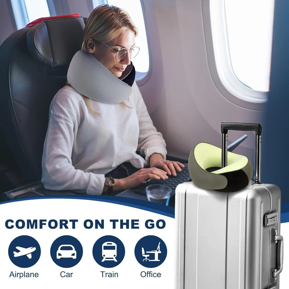 Travel Pillow - Neck Pillow Airplane, Adjustable Support for Neck Pain Relief... Travel Pillow - Neck Pillow Airplane, Adjustable Support for Neck Pain Relief...
