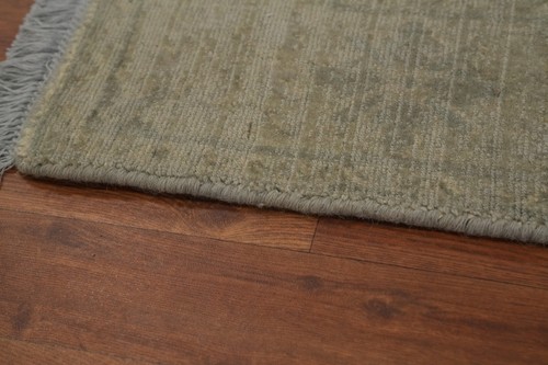 Handmade Beige Oushak Style Area Rug 5x8 Ft Transitional Bedroom Silk Carpet - Picture 9 of 13
