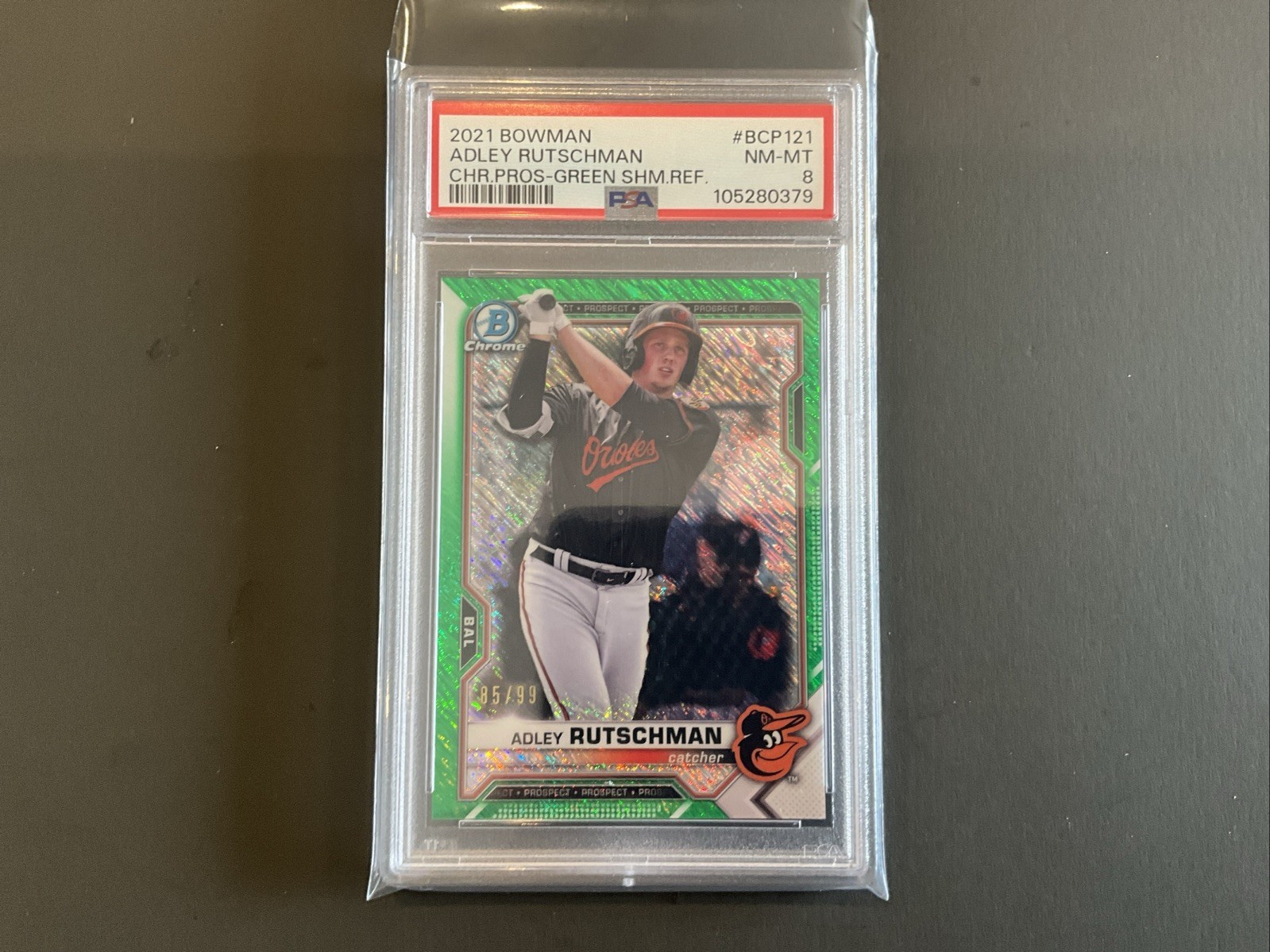 Adley Rutschman 2021 Bowman Chrome Prospects Green Refractor #BCP-121 (RC) /99
