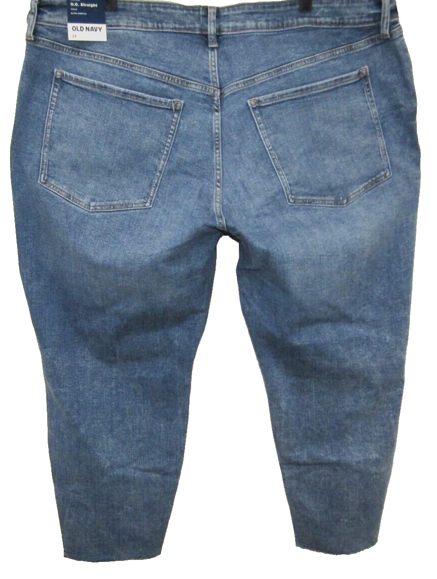 Old Navy Jeans Womens 22 Plus High Rise Power Slim Straight Blue Dark Wash Denim