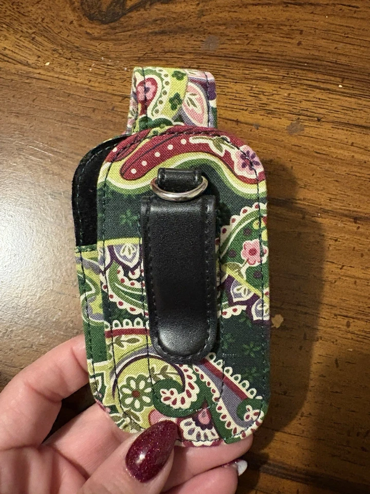Vintage Vera Bradley Cell Phone Case with Clip Green Paisley - Image 3 of 3