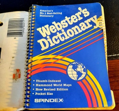 Vintage 1981 Compact Spindex Webster s Dictionary -Hammond World Maps used