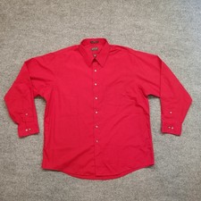 Arrow Poplin Men Button Up Shirt XL 17.5 34/35 Solid Red Wrinkle Free w Pocket