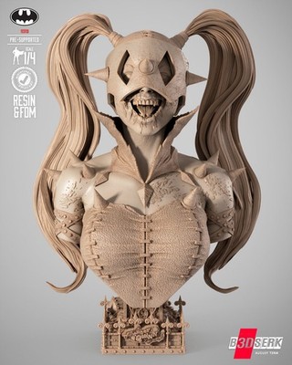 3D Printed 16K Resin Harley Quinn Who Laughs Portrait Bust B3dserk | 1:4 Scale
