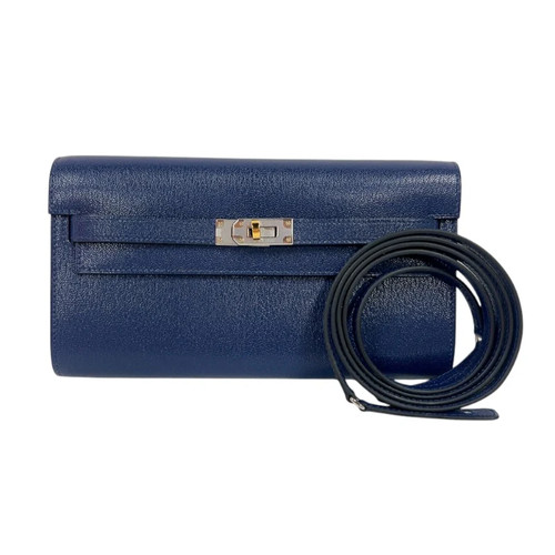 HERMES Kelly Togo Silver Chevre Leather Shoulder Bag W Stamp #OKB6548